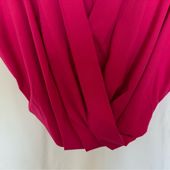 Mittoshop Cropped Top, XS, Hot Pink Draped Blouson Front, V Neck, NWOT - Picture 10 of 12
